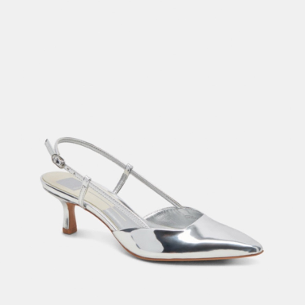 Dolce Vita Metallic Silver Slingback Heels